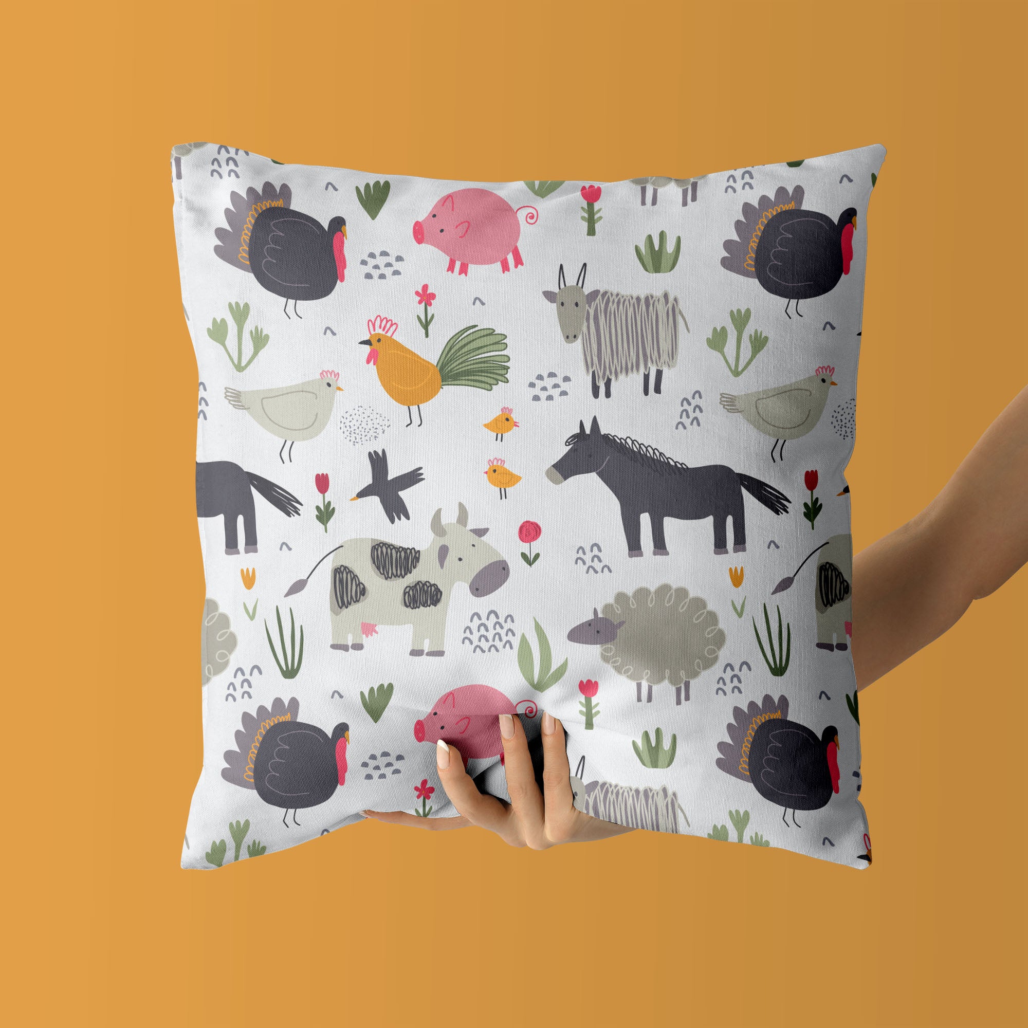 Animals Kids & Nursery Throw Pillow - Little Farm