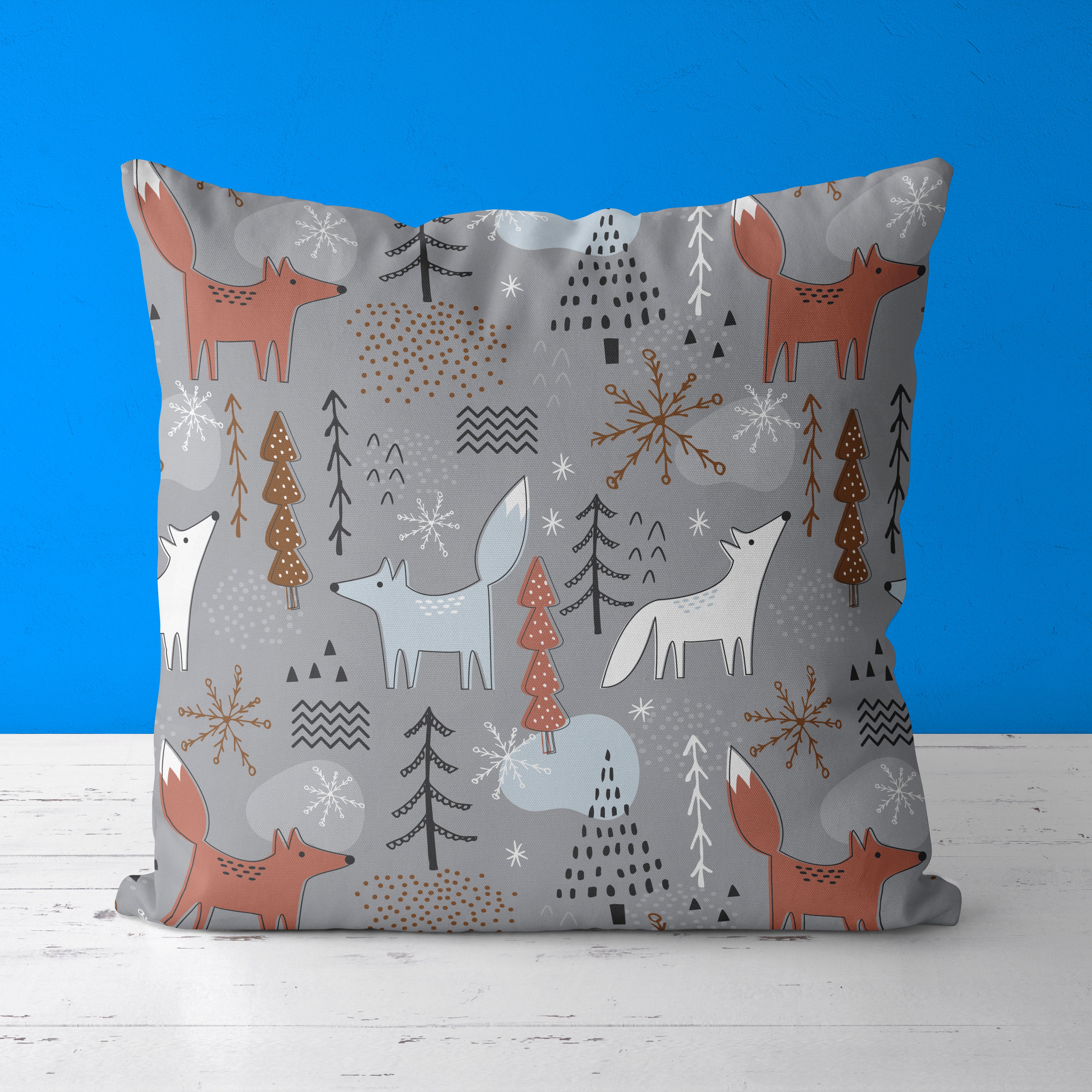 Fox Kids & Nursery Throw Pillow - Sniff and Turn