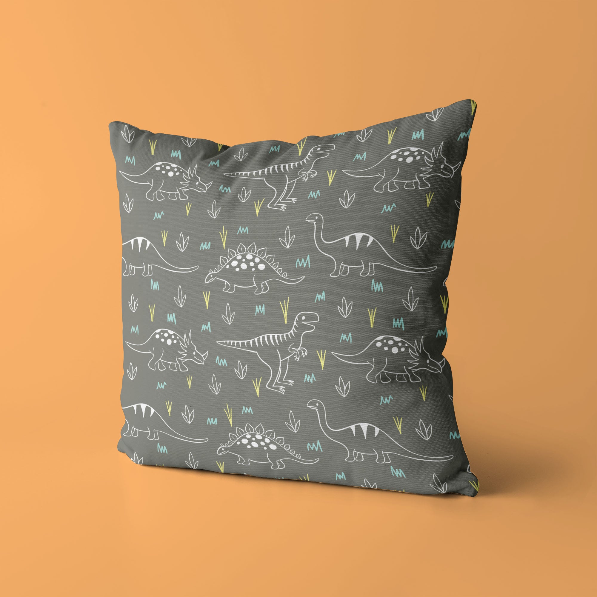 Dinosaur Kids & Nursery Throw Pillow - Dino Scribbles