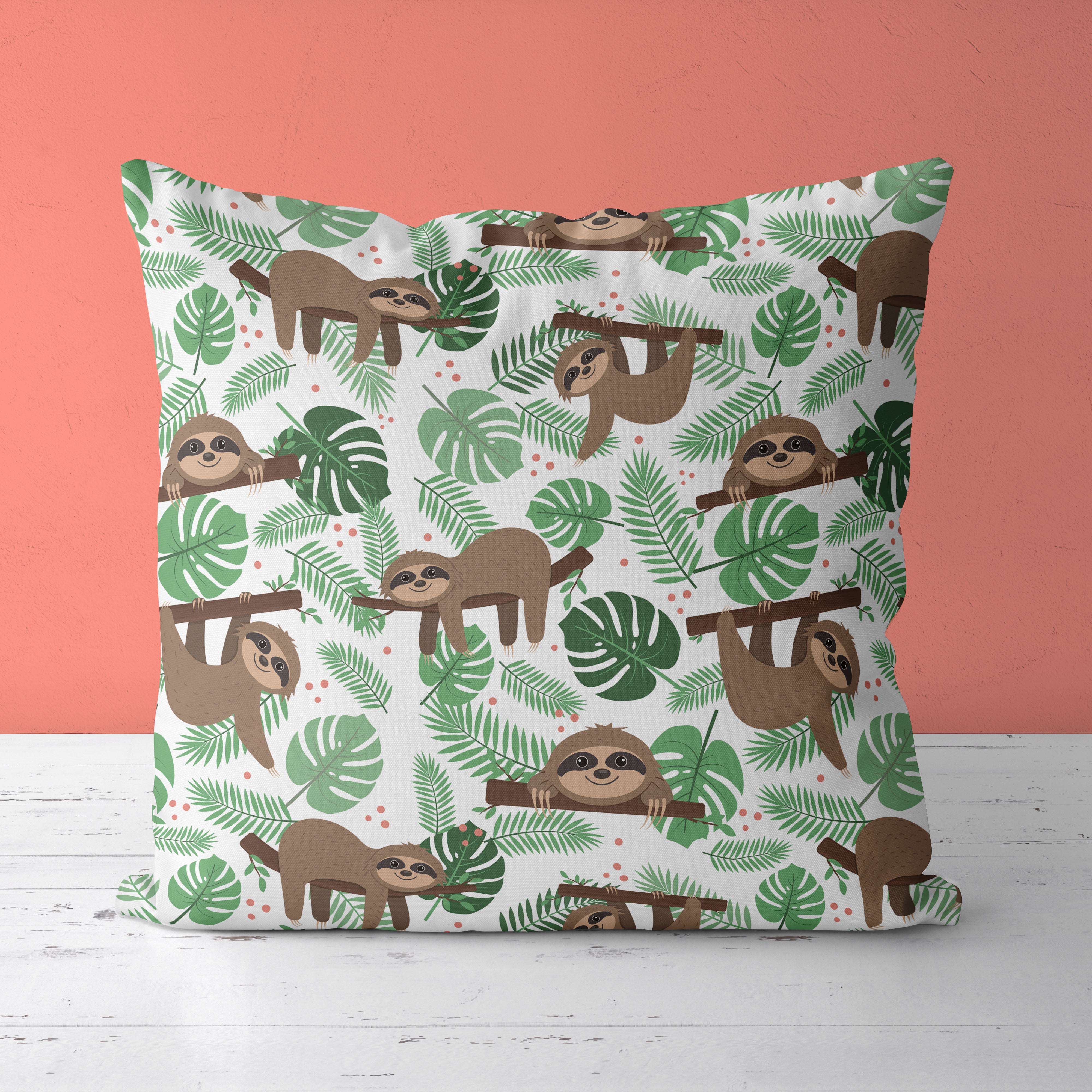 Sloth Kids & Nursery Throw Pillow - Swing Around