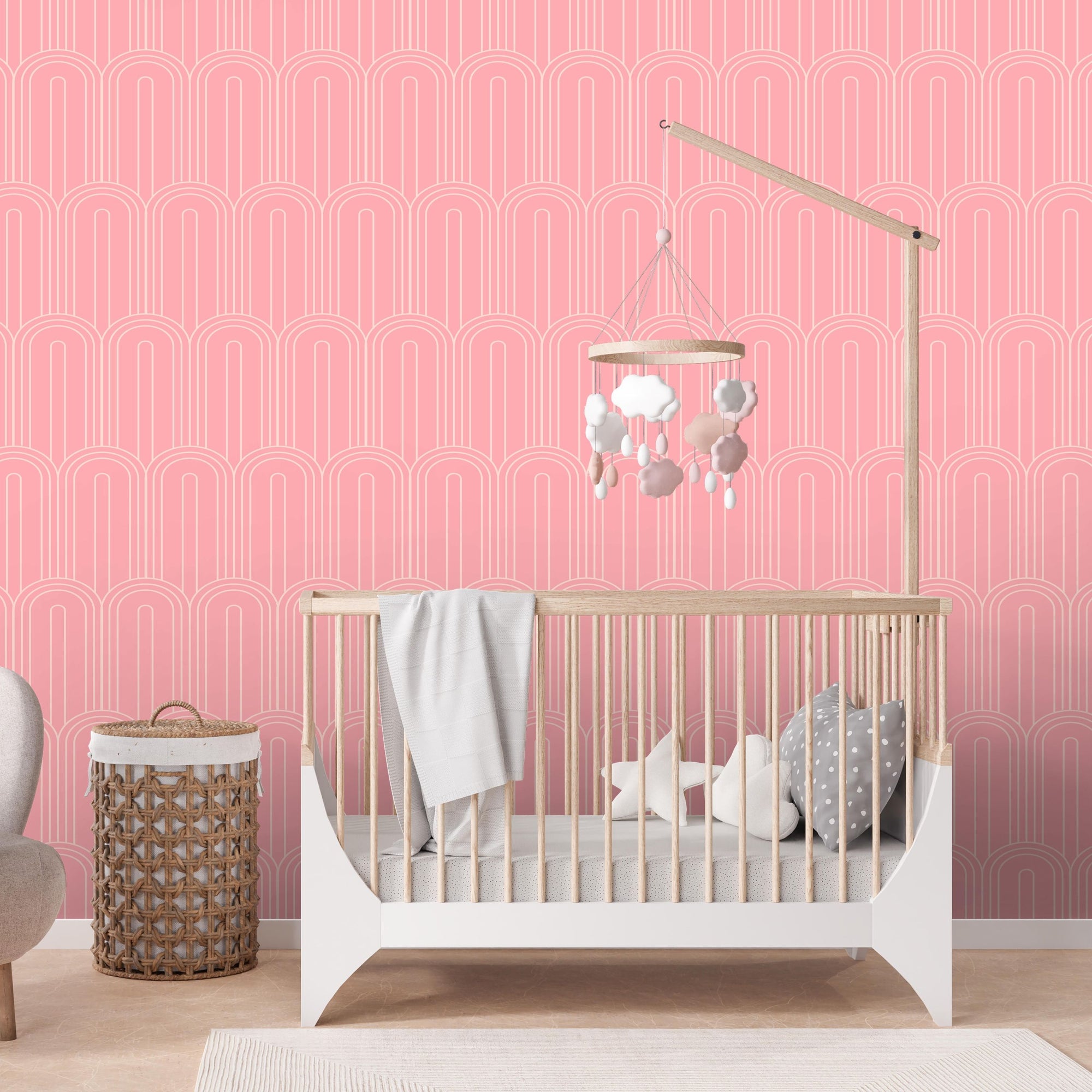 Abstract Themed Wallpaper for Nursery and Kids Rooms - Pink Bows