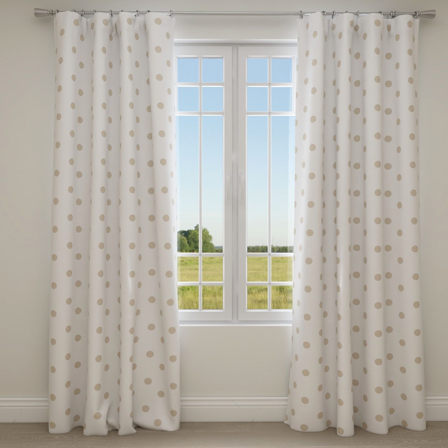 Polka Dot White Athena Gold Kids Curtains