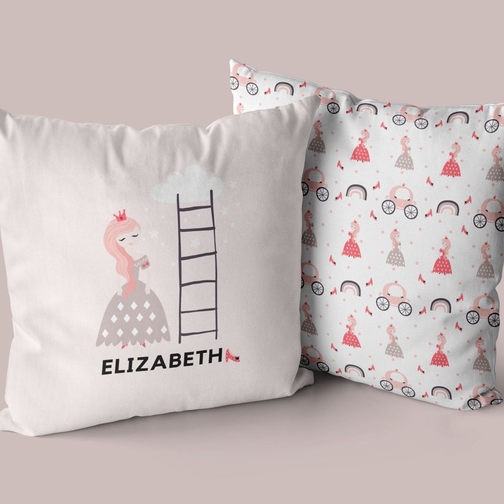 Personalized Princess Throw Pillows | Set of 2 | Collection: Princess Steps | For Nurseries & Kid's Rooms