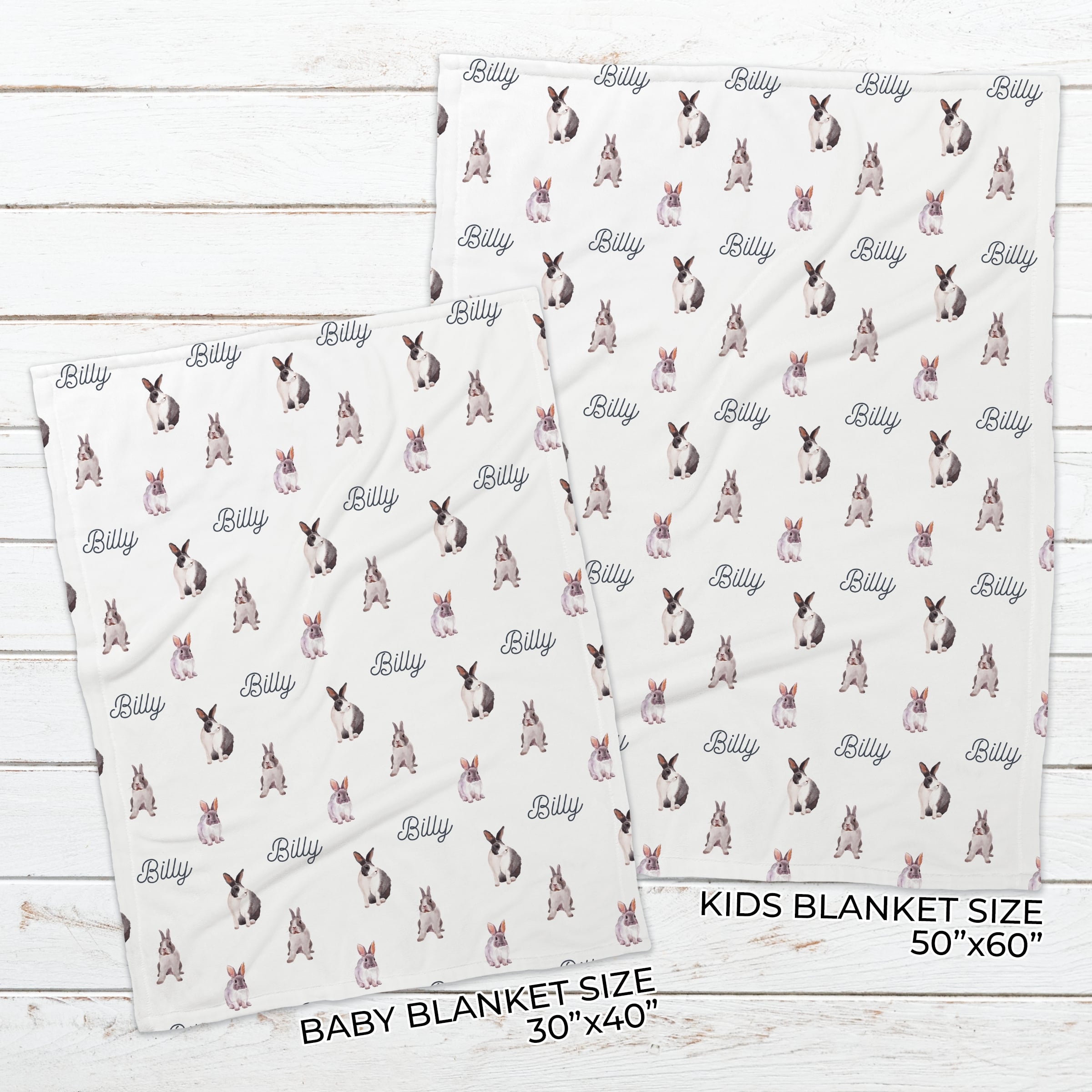 Personalized Rabbit Name Blanket for Babies & Kids - All Ears