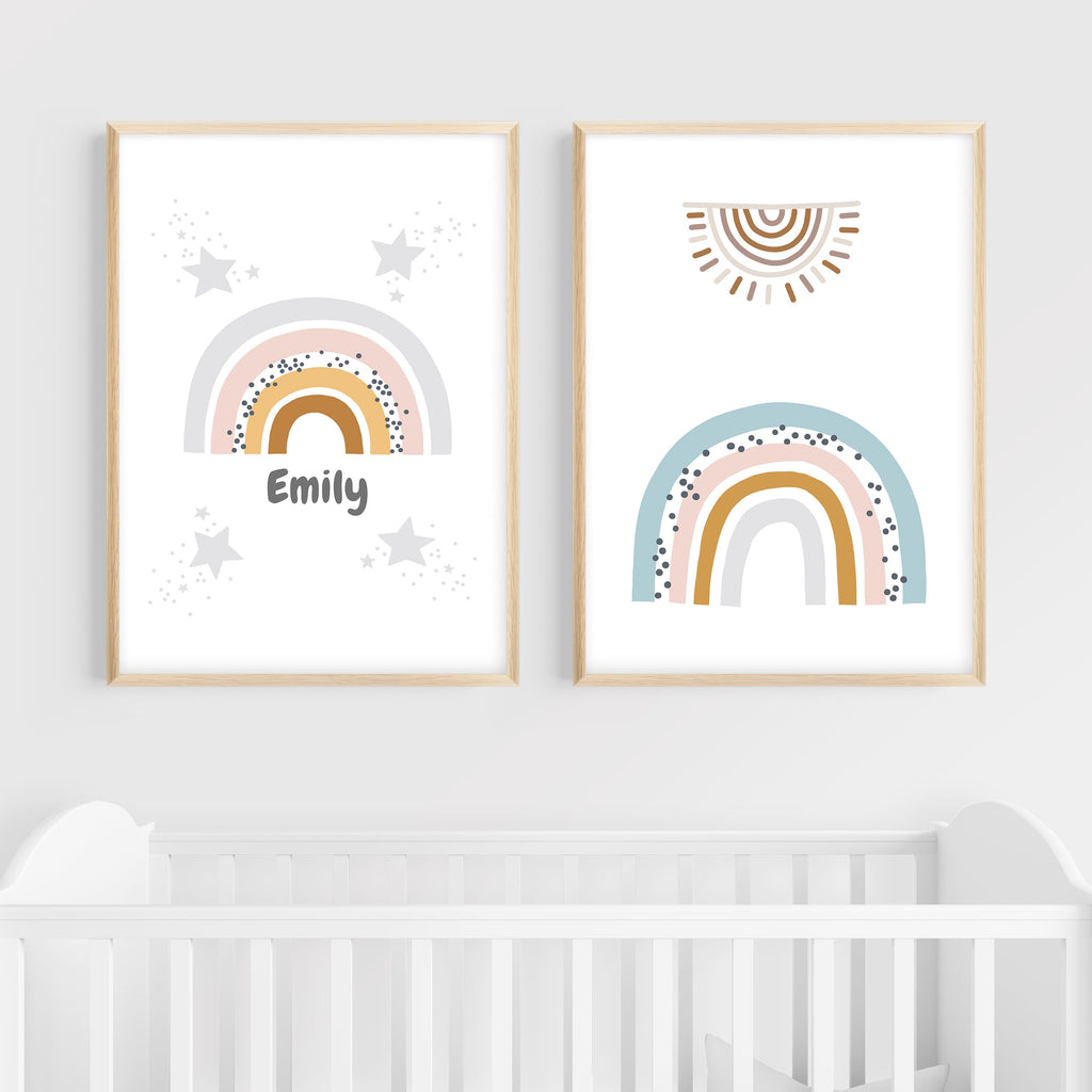 Personalized Rainbow Wall Art | Set of 2 | Collection: Follow the Rainbow | For Nurseries & Kid's Rooms