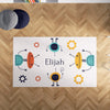 Personalized Robot Area Rug for Nurseries and Kid's Rooms - Nuts and Bolts
