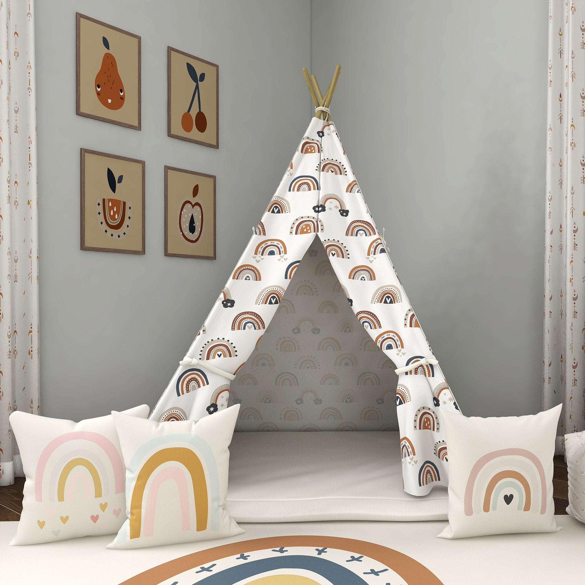 Kids Teepee, Rainbow Decor Themed Room - Follow the Rainbow Collection