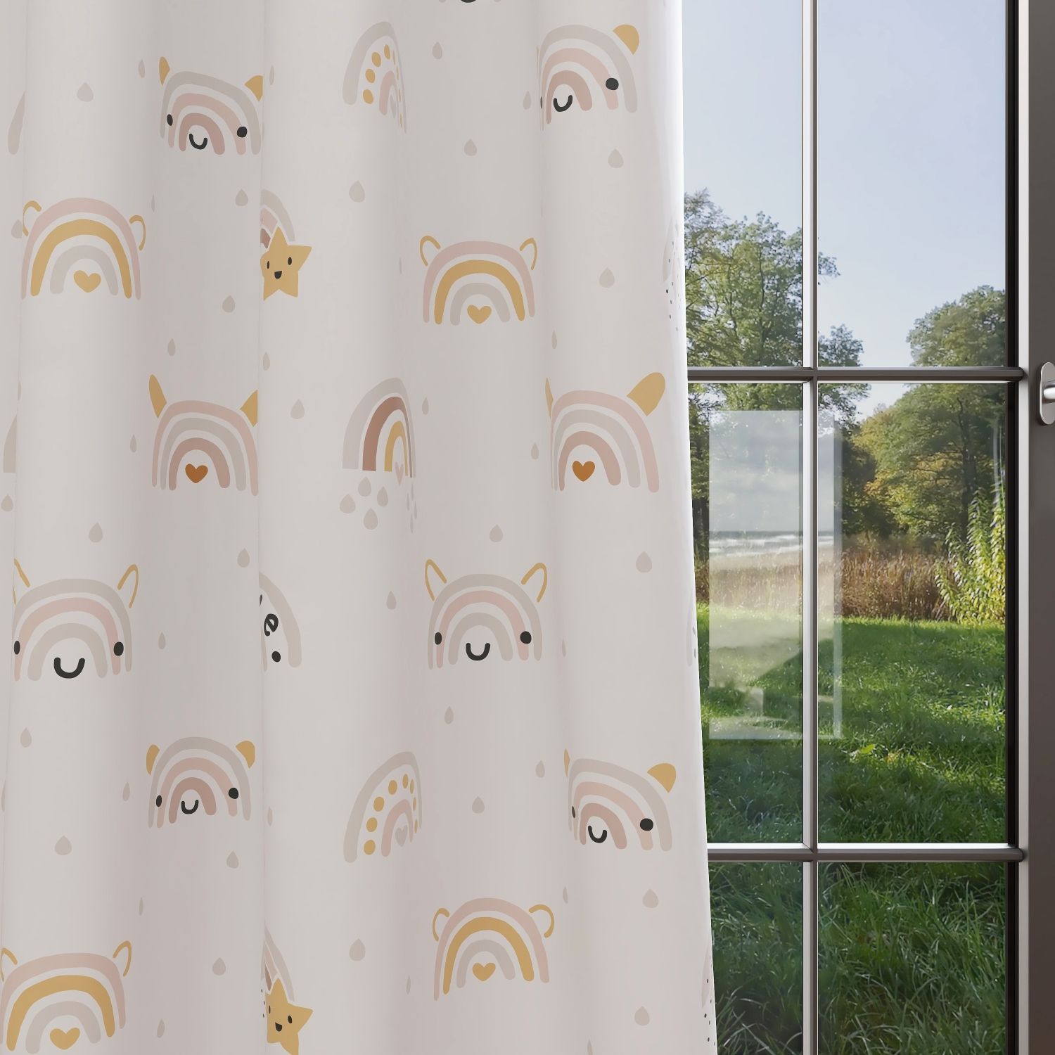 Rainbow Kids & Nursery Blackout Curtains - Rainbows and Raindrops