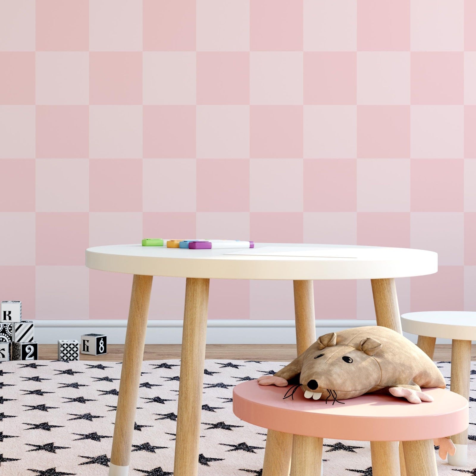 Geometric Themed Wallpaper for Nursery and Kids Rooms - Rosy Dreams