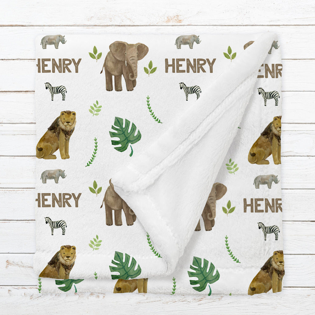 Personalized Safari Blanket for Babies, Toddlers and Kids - Born to be Wild