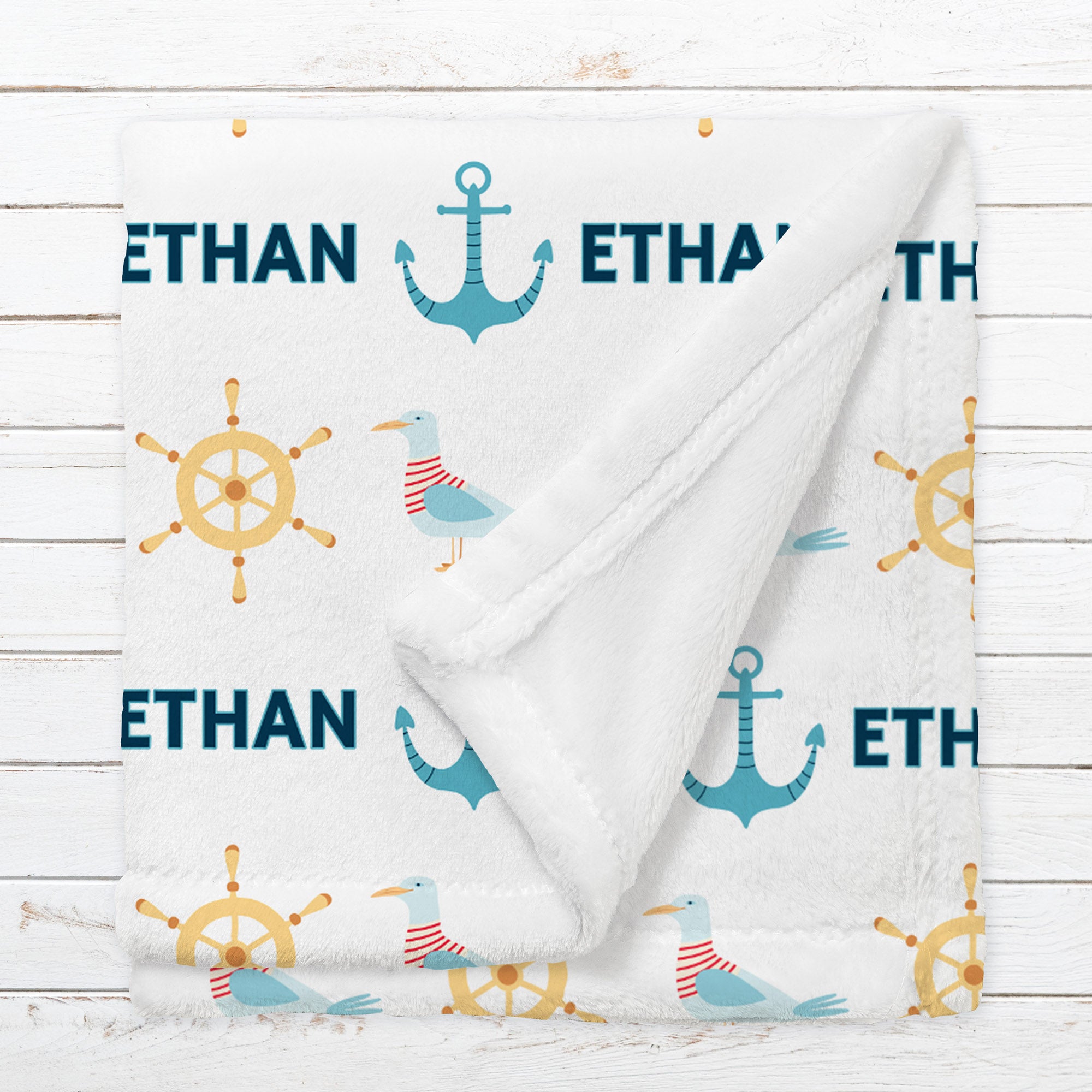 Personalized Nautical Blanket for Babies, Toddlers and Kids - Smooth Sailing