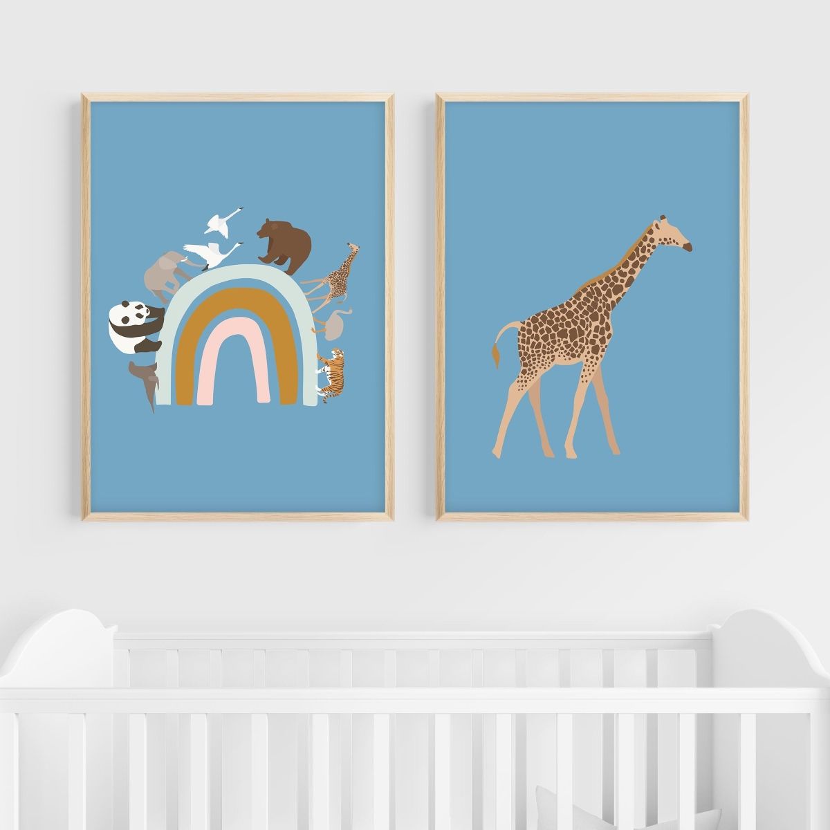 Animals Wall Art | Set of 2 | Collection: Rainbow Bridge | For Nurseries & Kid's Rooms