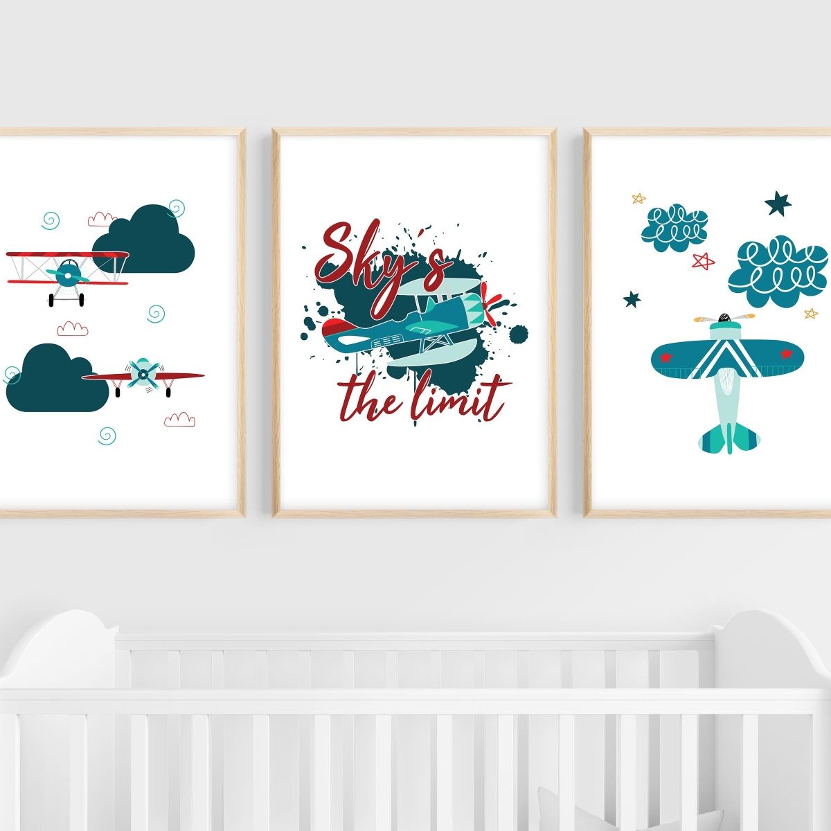 Airplane Wall Art | Set of 3 | Collection: Rise Up | For Nurseries & Kid's Rooms