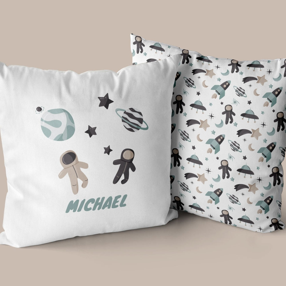 Personalized Space Throw Pillows | Set of 2 | Collection: Space Station | For Nurseries & Kid's Rooms