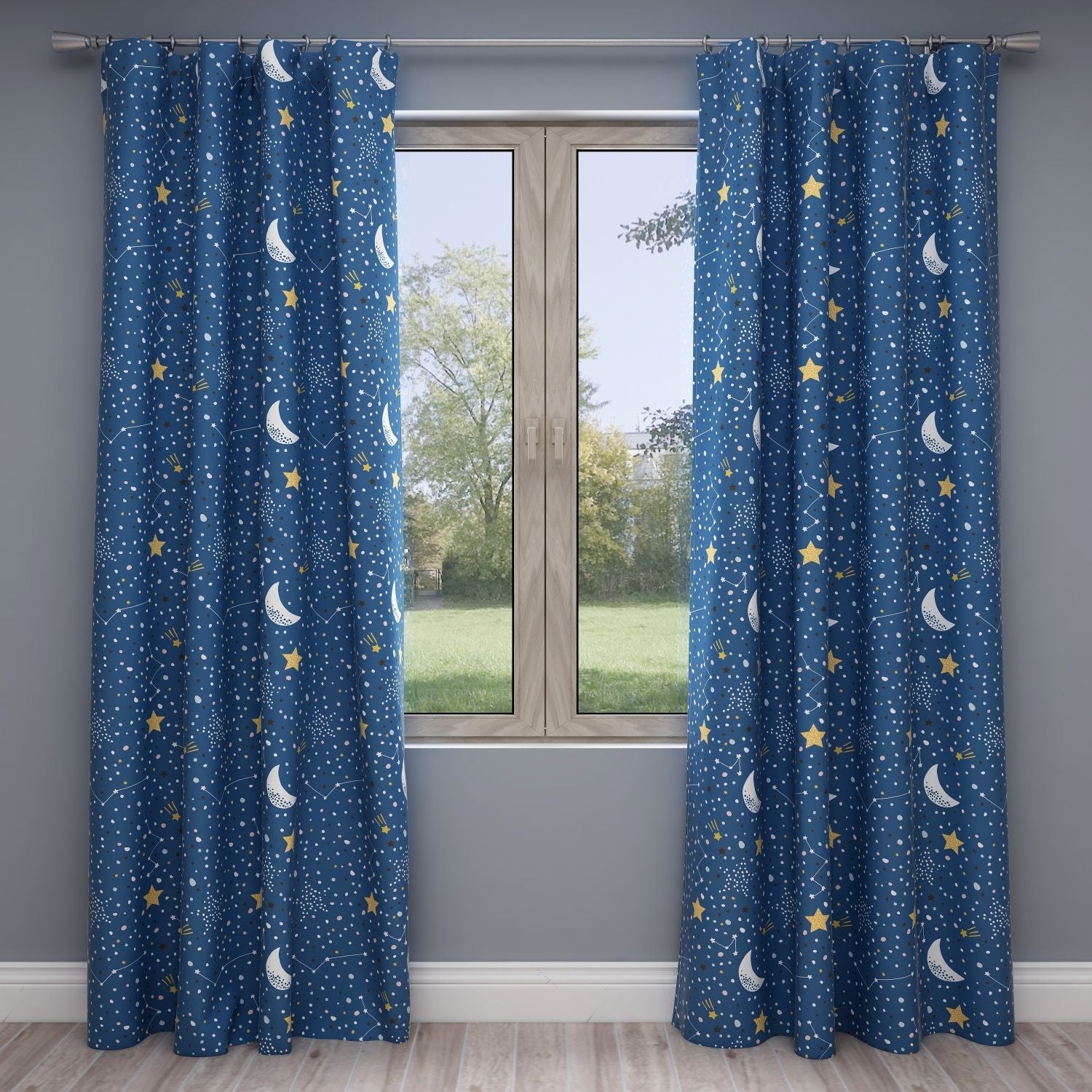 Star & Moon Kids & Nursery Blackout Curtains - Star-studded