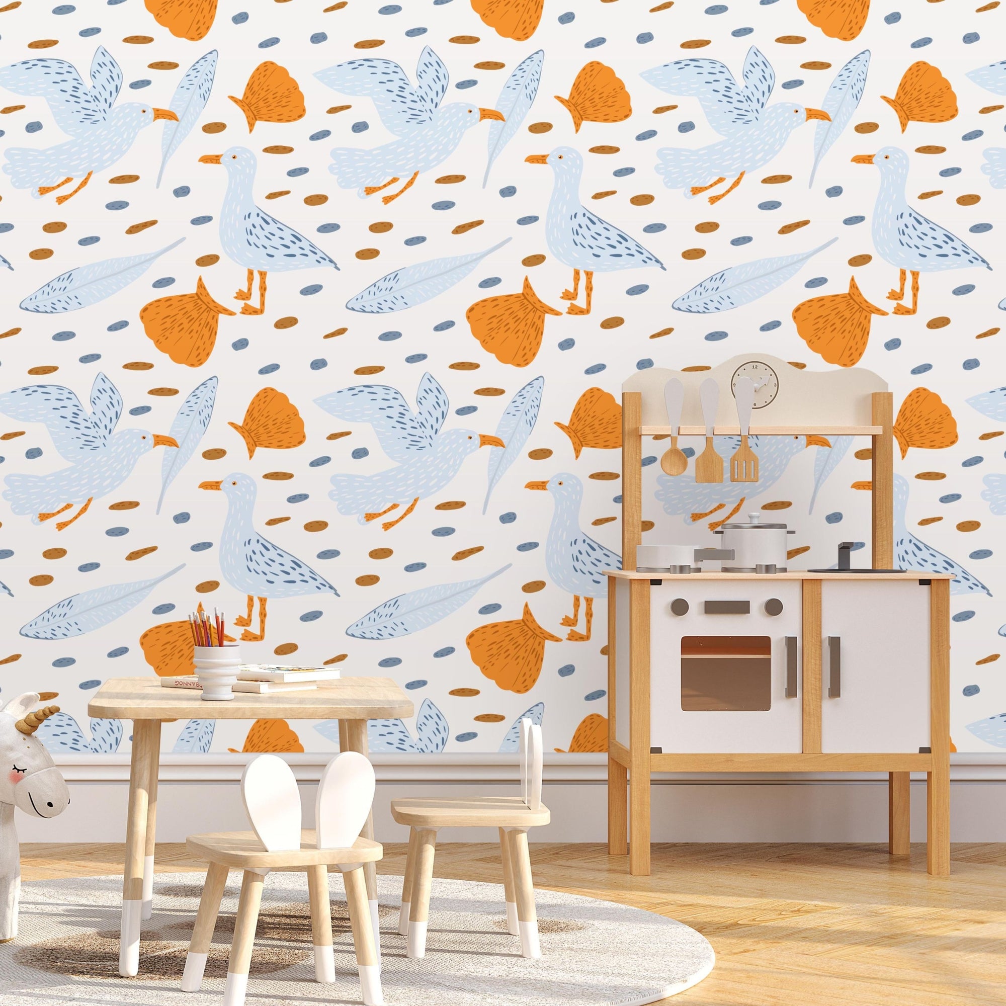 Traditional or Peel and Stick Birds Wallpaper - Tweethearts