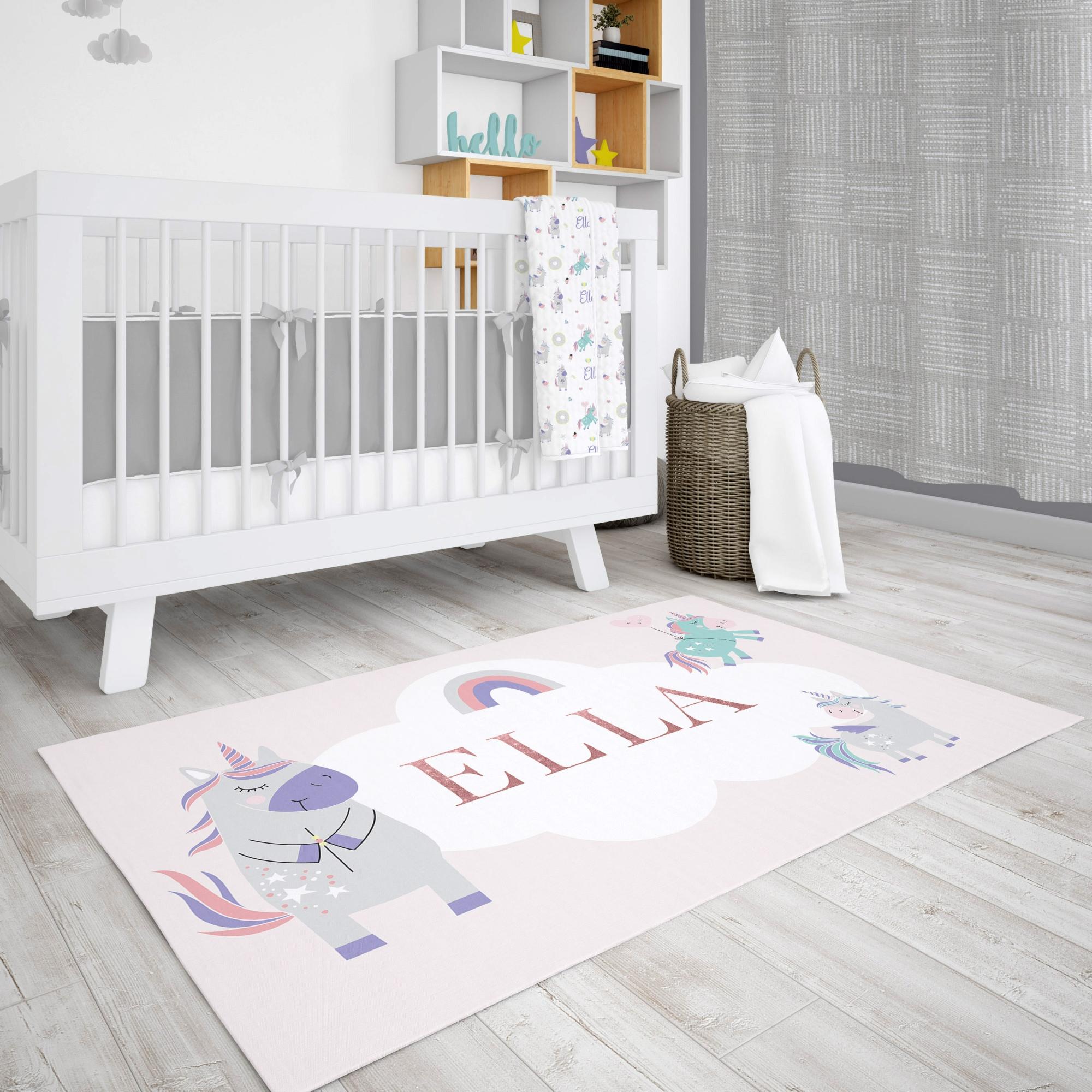 Personalized Unicorn Area Rug for Nurseries and Kid's Rooms - Be a Unicorn