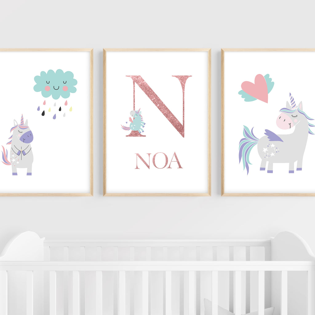 Personalized Unicorn Wall Art | Set of 2 | Collection: Be a Unicorn | For Nurseries & Kid's Rooms