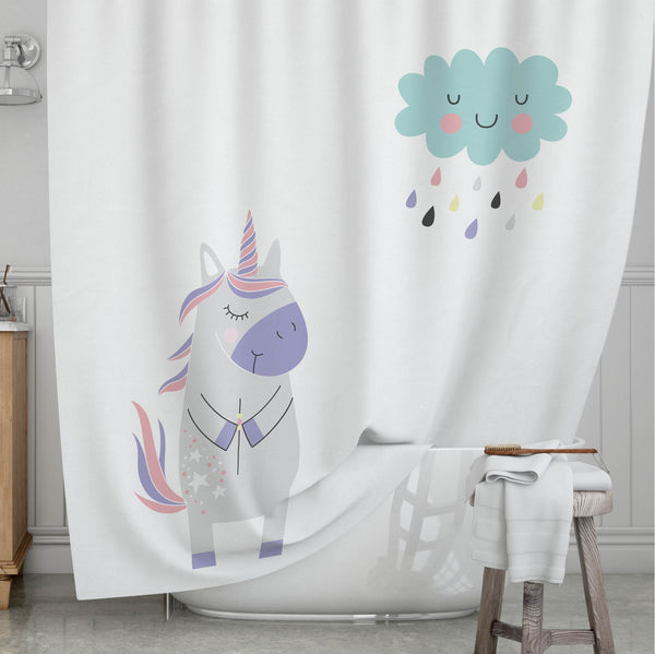 Unicorn Kids' Shower Curtains - Raining Unicorns