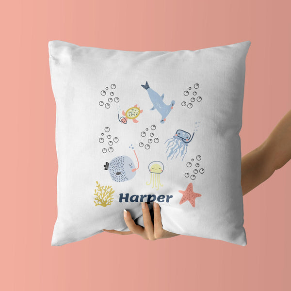 Personalized Underwater Throw Pillows | Set of 2 | Collection: Let’s Shell-Ebrate | For Nurseries & Kid's Rooms