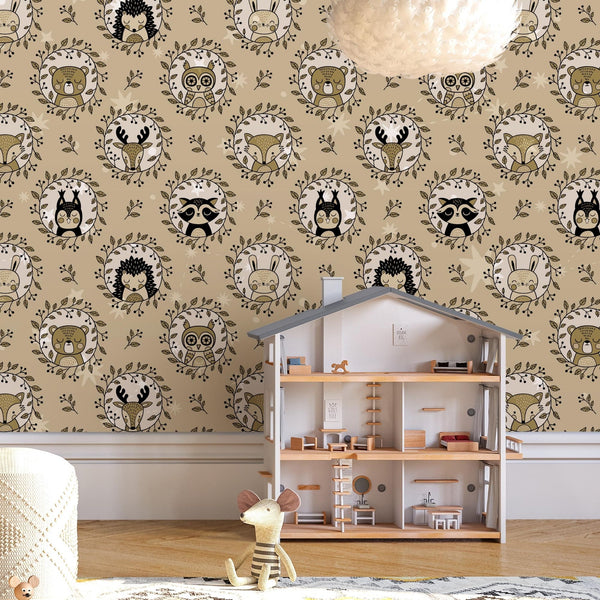 Woodland Peel and Stick or Traditional Wallpaper - Woodland Portraits