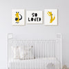 Animals Wall Art | Set of 3 | Golden Love | For Nurseries & Kid's Rooms