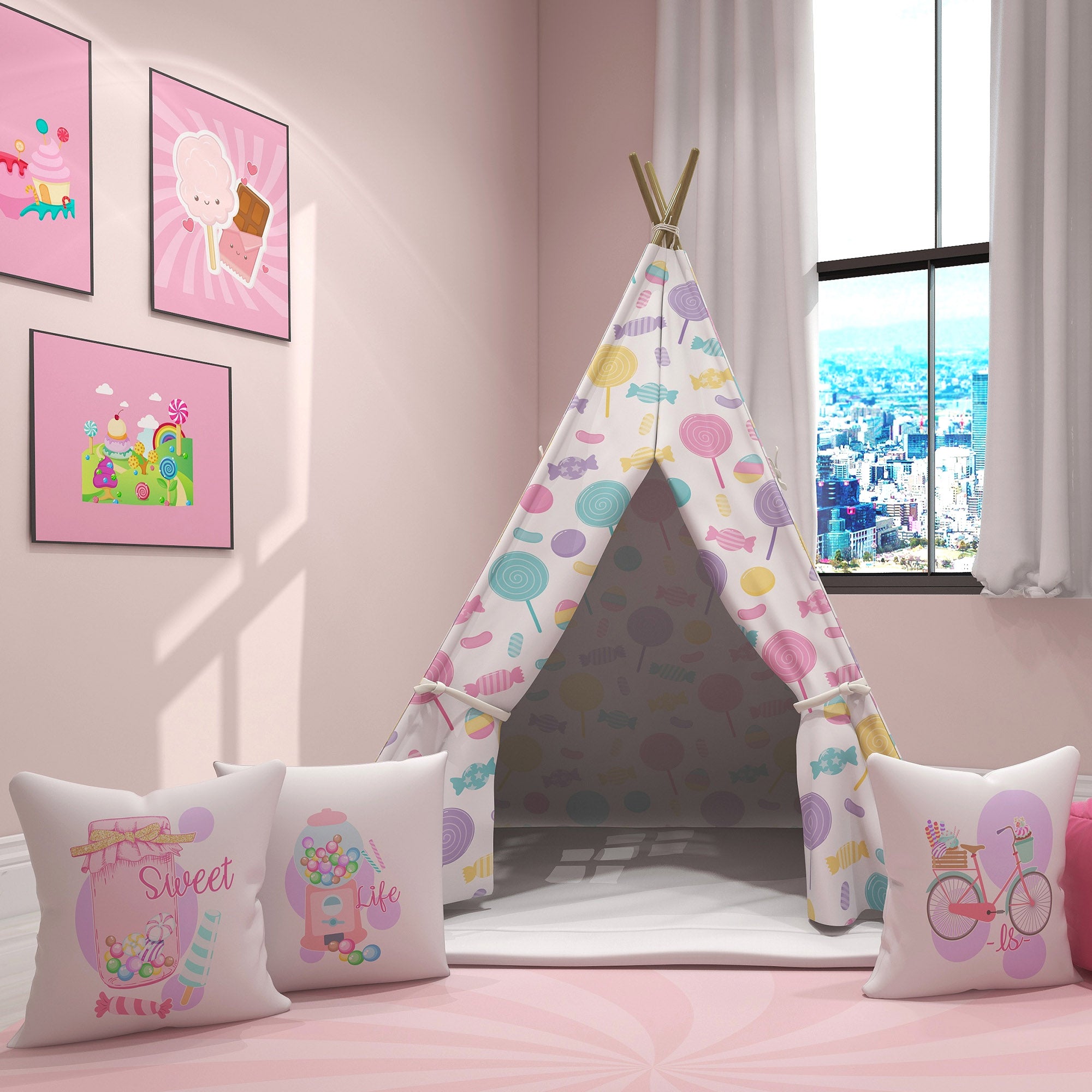 Kids Teepee, Candy Decor Themed Room - Sweet Tooth Collection