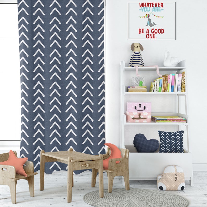 Boho Vintage Indigo Kids Curtains