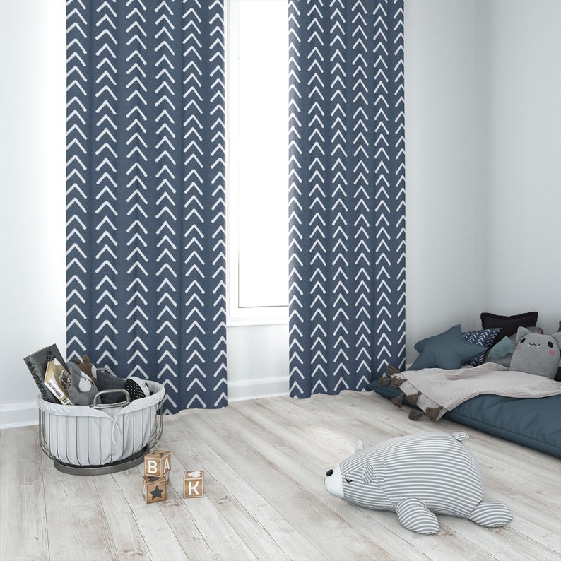 Boho Vintage Indigo Kids Curtains