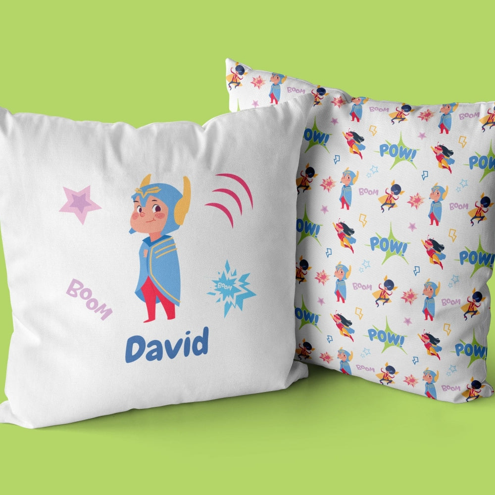 Personalized Superhero Throw Pillows | Set of 2 | Collection: Save The Day | For Nurseries & Kid's Rooms