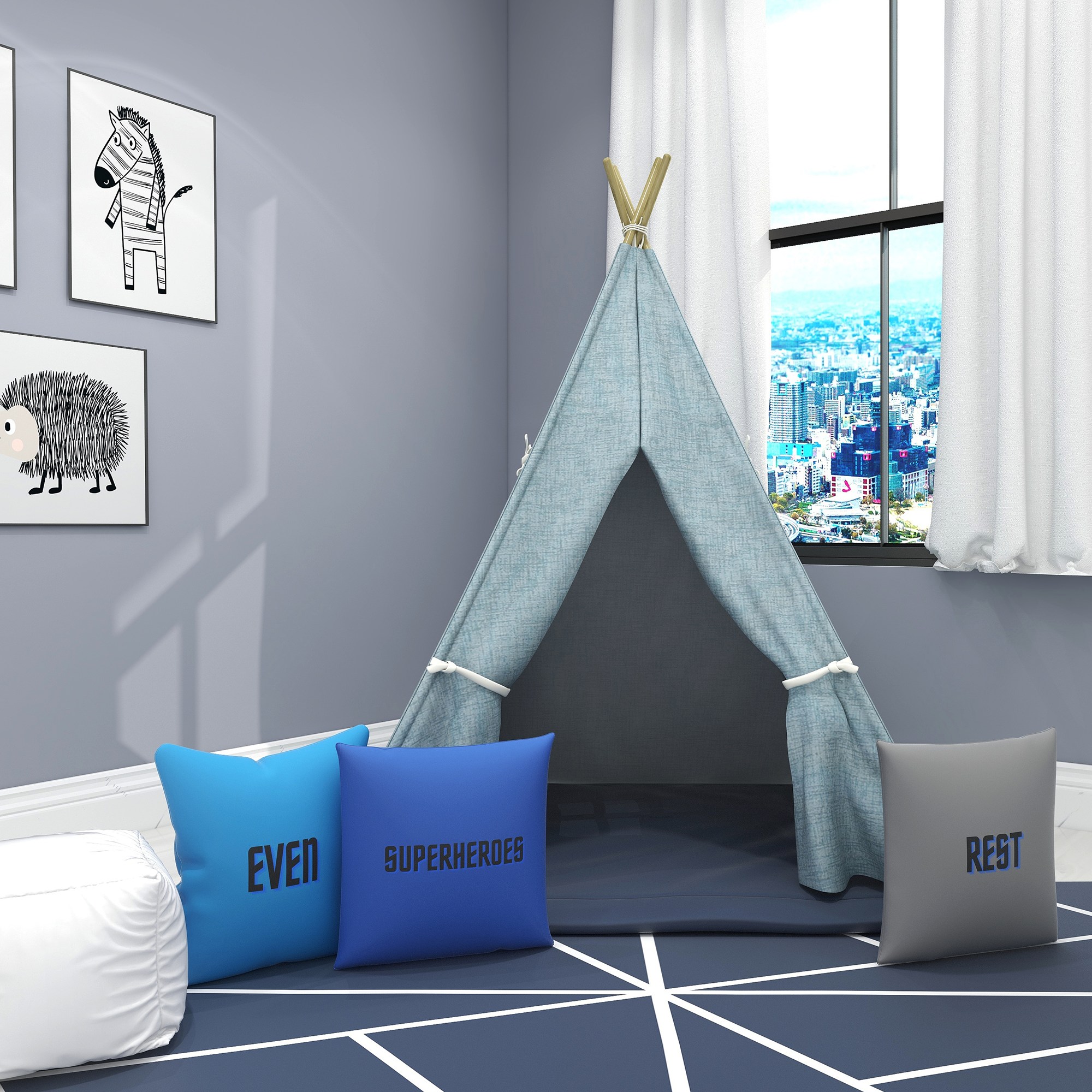 Blue Bear Hugs Kids Teepee