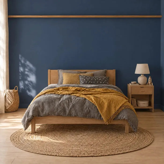 Space kids' room with framed astronaut, bear and stargazing prints above the bed